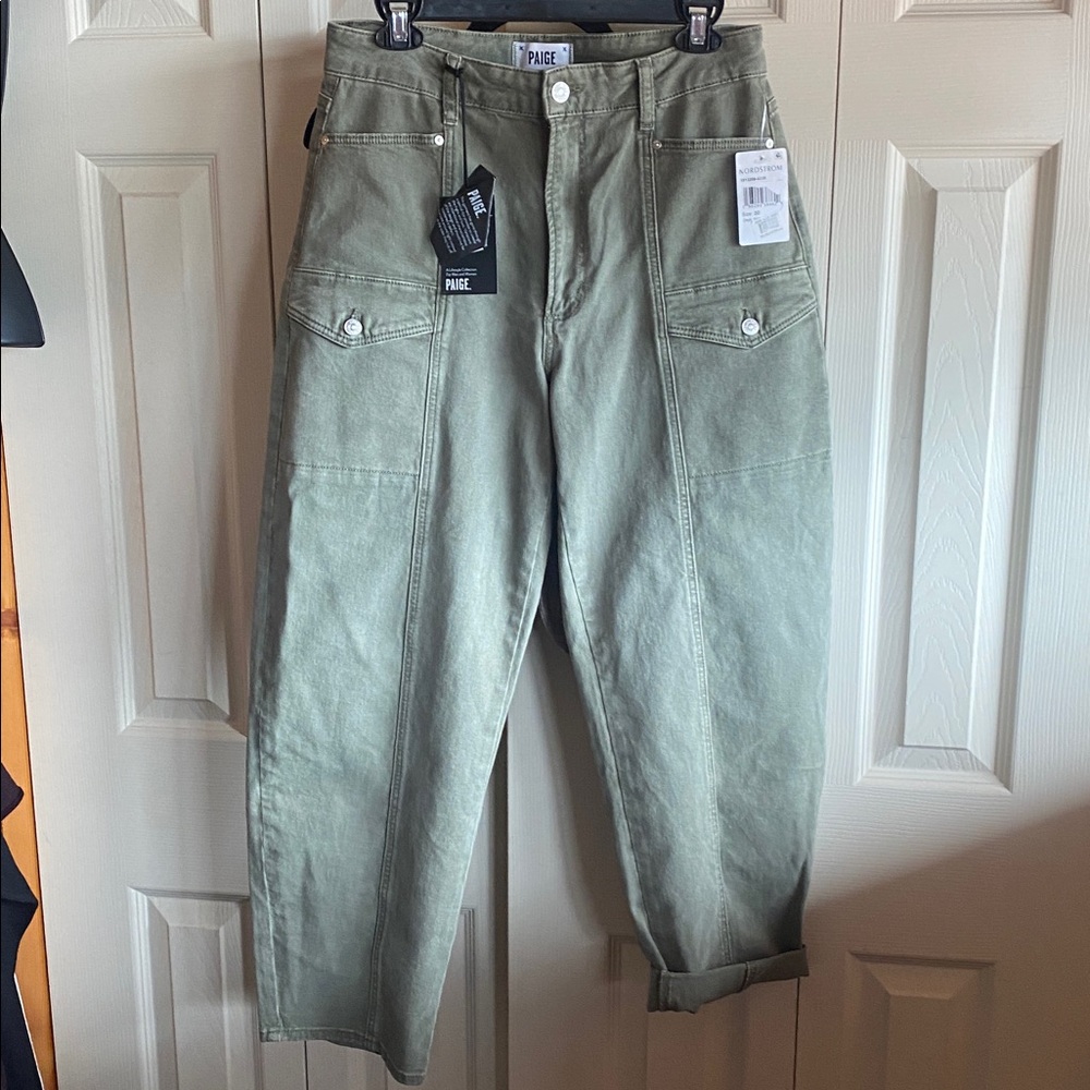 PAIGE NWT Alexis High Rise Barrel Leg Cargo Jeans - Picture 7 of 16